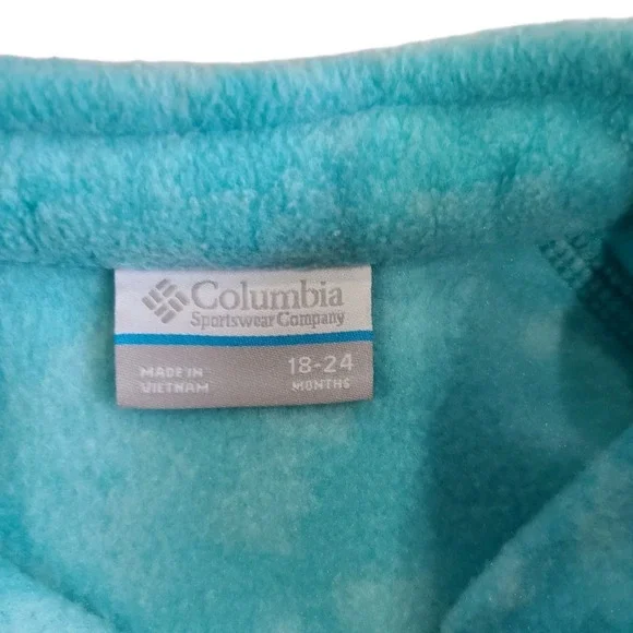 Columbia Full‎ Zip Fleece Jacket Kids 18-24 Months Aqua Teal Casual - Picture 5 of 10